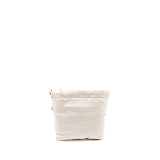 Chanel Mini 22 Bag Shiny Calfskin White  (Microchip)