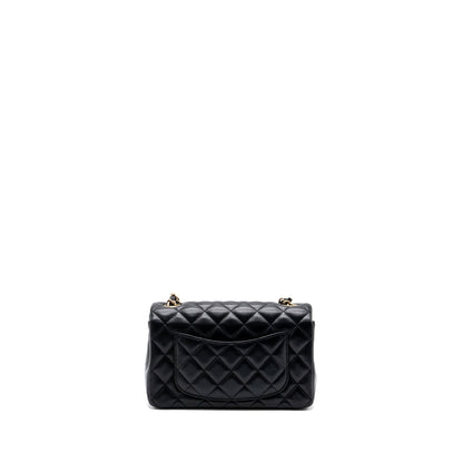 CHANEL MINI RECTANGULAR FLAP BAG LAMBSKIN BLACK L (MICROCHIP)
