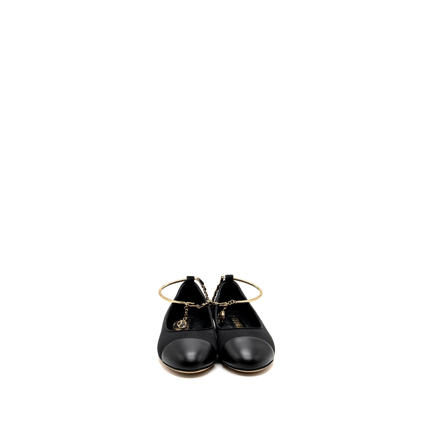 Chanel Size 37 Ballerinas Shoes Canvas/Leather Black L