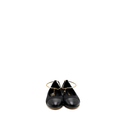 Chanel Size 37 Ballerinas Shoes Canvas/Leather Black L