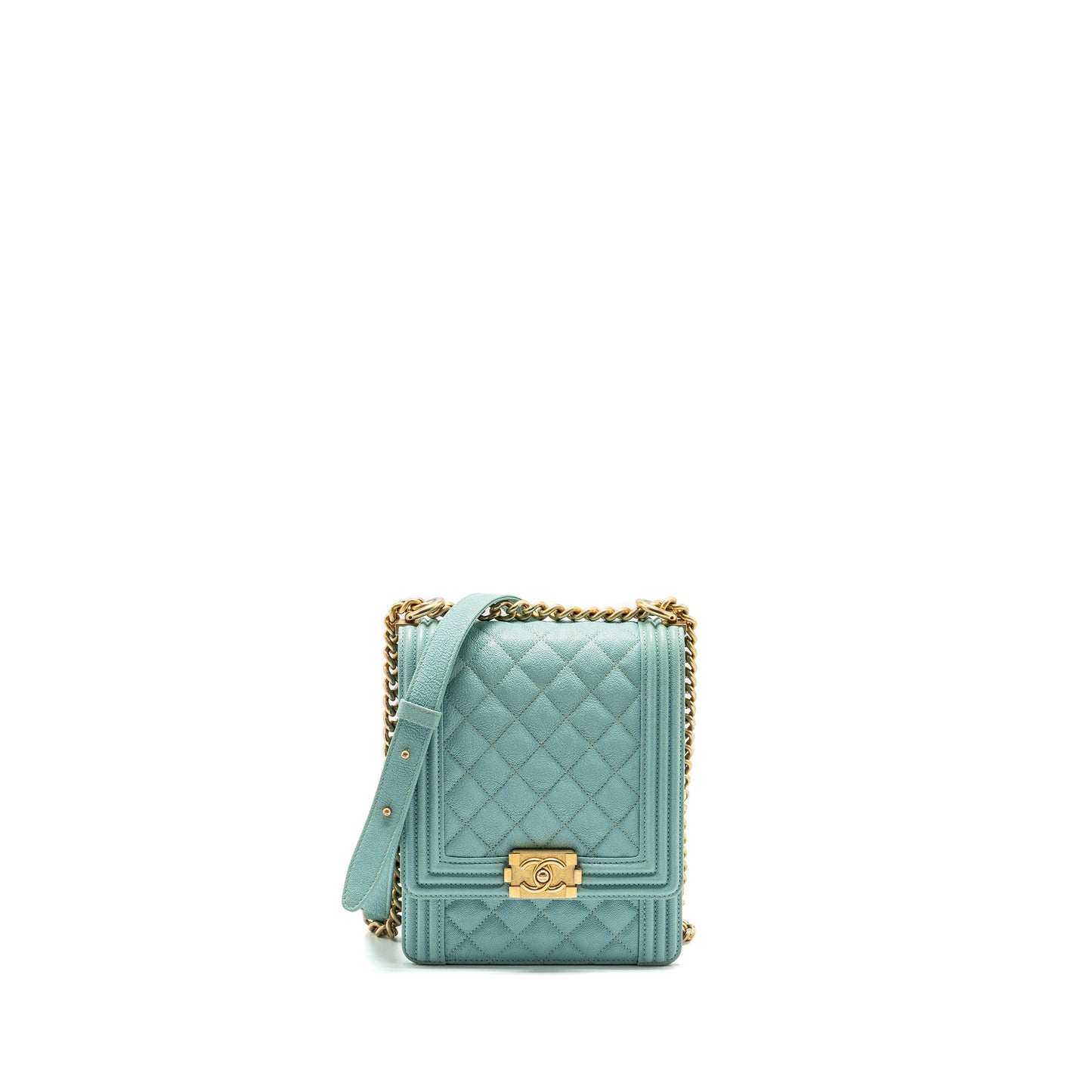 Chanel North South Boy Bag Caviar Light Blue