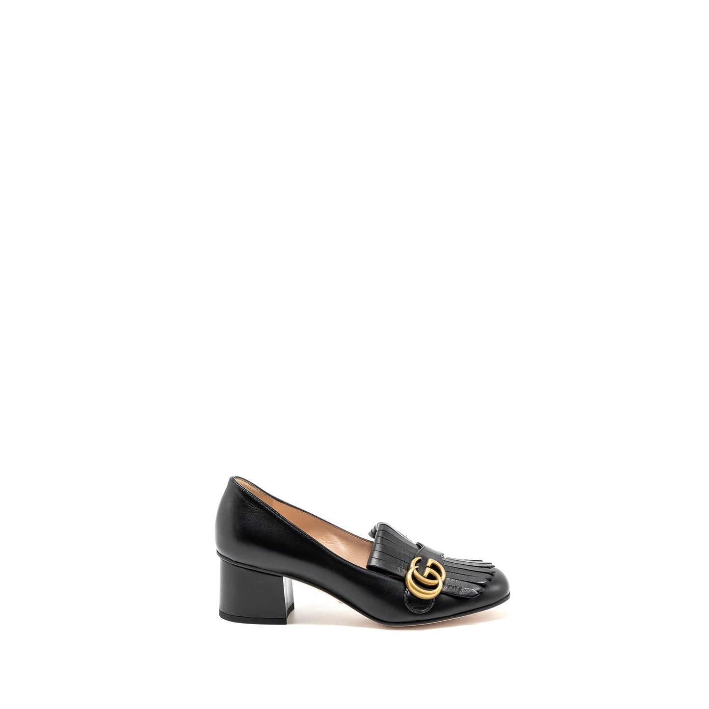 Gucci size 38 marmont loafer pumps calfskin black