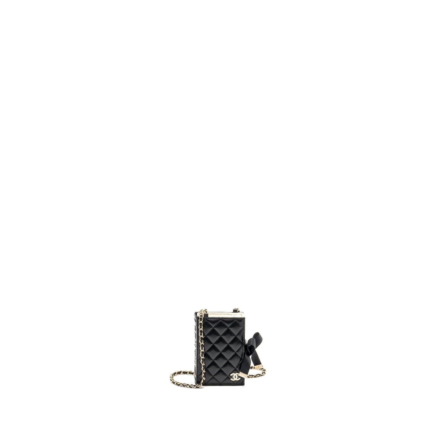 Chanel mini Book Card Holder with Chain Lambskin Black L (microchip)
