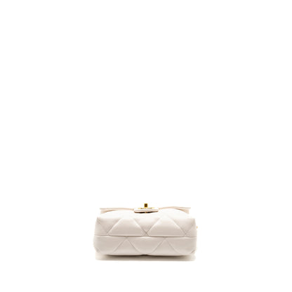 Chanel 22B Chain Cushion Flap Bag Lambskin White  (Microchip)