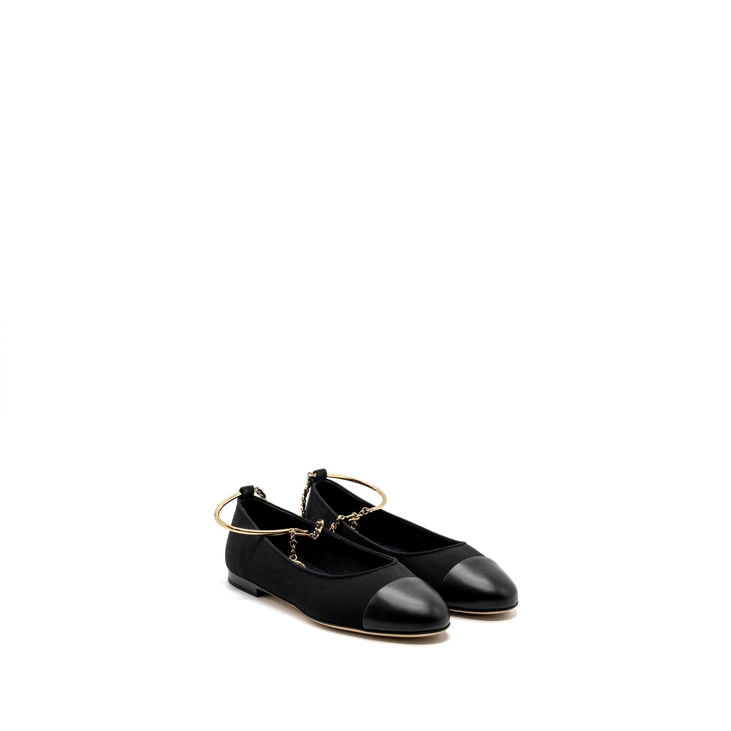 Chanel Size 37 Ballerinas Shoes Canvas/Leather Black L
