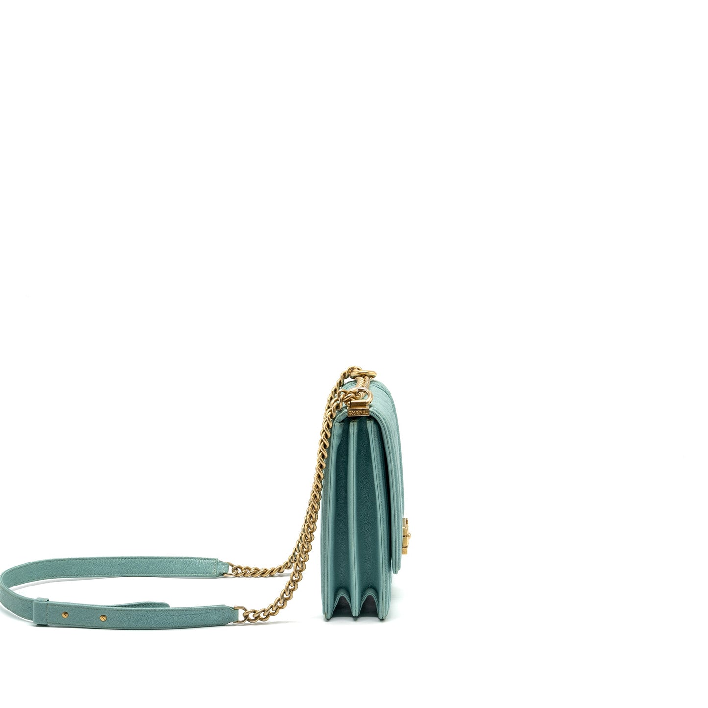 Chanel North South Boy Bag Caviar Light Blue