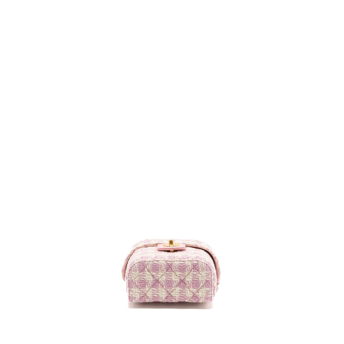 Chanel 23s Top Handle Small Vanity Case With Chain Tweed/lambskin Pink Brushed (Microchip)
