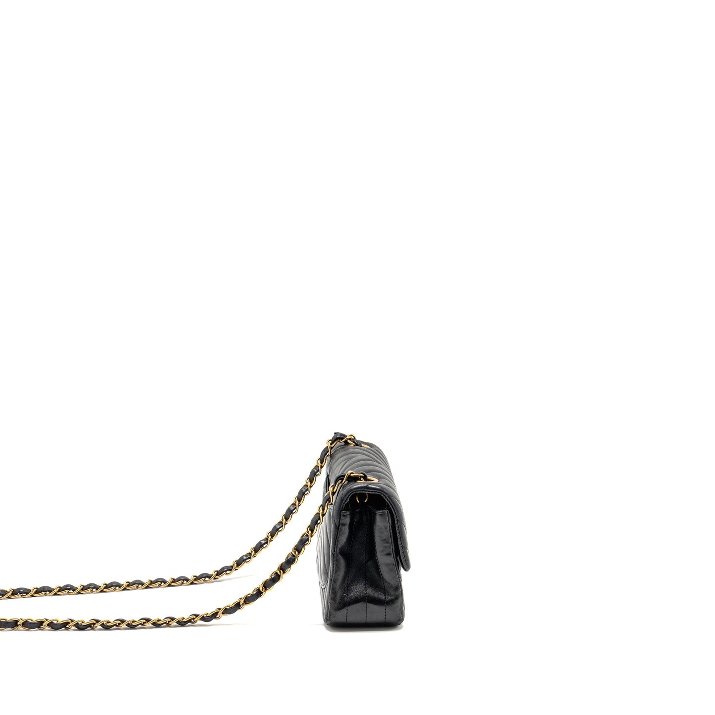 Chanel Mini Rectangular Flap Bag Chevron Lambskin Black