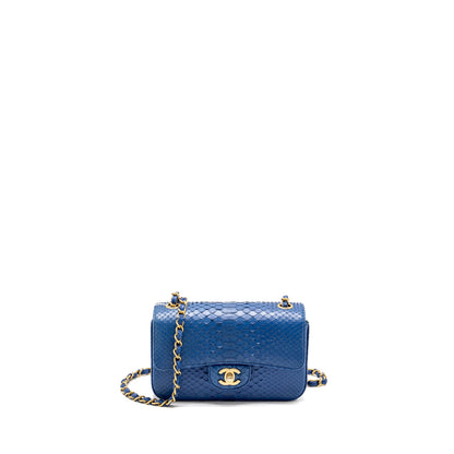 Chanel Mini Rectangular Flap Bag Python Blue