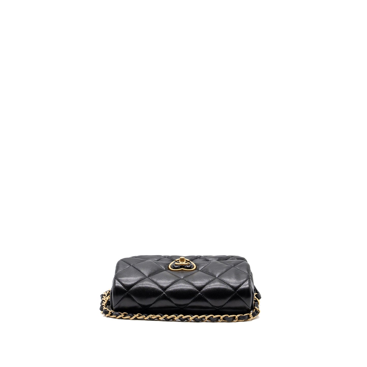 Chanel 23s Coco Love Flap Bag Lambskin Black Brushed (Microchip)