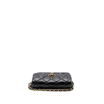 Chanel 23s Coco Love Flap Bag Lambskin Black Brushed (Microchip)