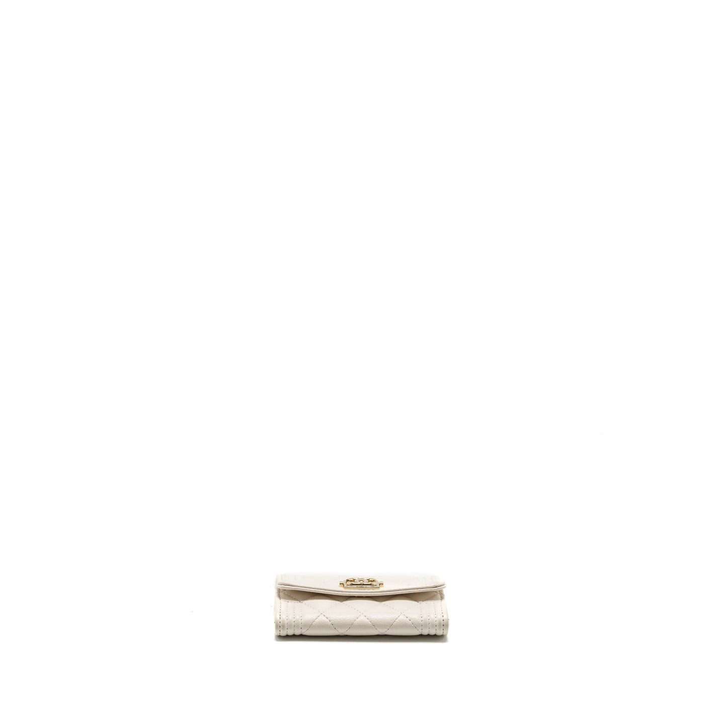 Chanel Boy Flap Card Holder Caviar White L