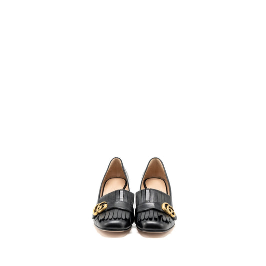 Gucci size 38 marmont loafer pumps calfskin black