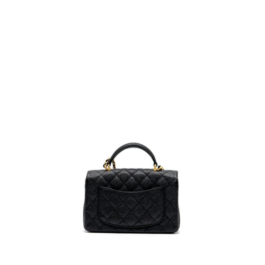 Chanel top handle mini rectangular flap bag caviar black