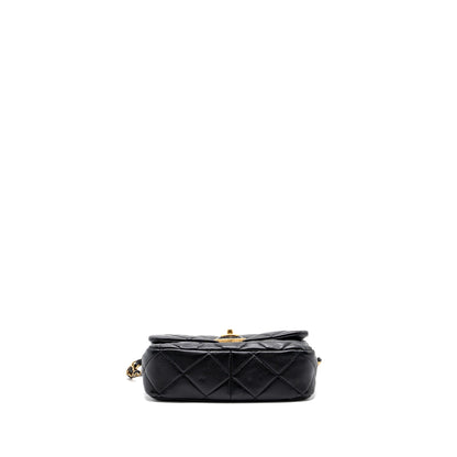 Chanel 23s Coco Love Flap Bag Lambskin Black Brushed (Microchip)