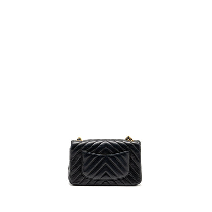 Chanel Mini Rectangular Flap Bag Chevron Lambskin Black