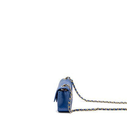 Chanel Mini Rectangular Flap Bag Python Blue