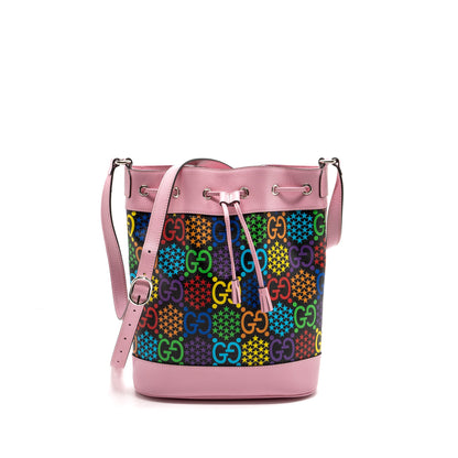 Gucci large drawstring bucket bag multicolour black / pink SHW