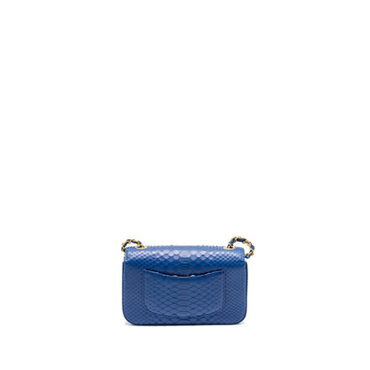 Chanel Mini Rectangular Flap Bag Python Blue