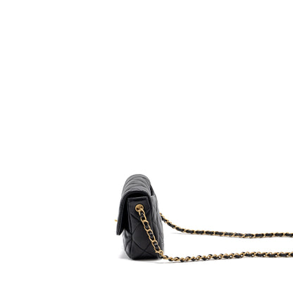 Chanel 23s Coco Love Flap Bag Lambskin Black Brushed (Microchip)