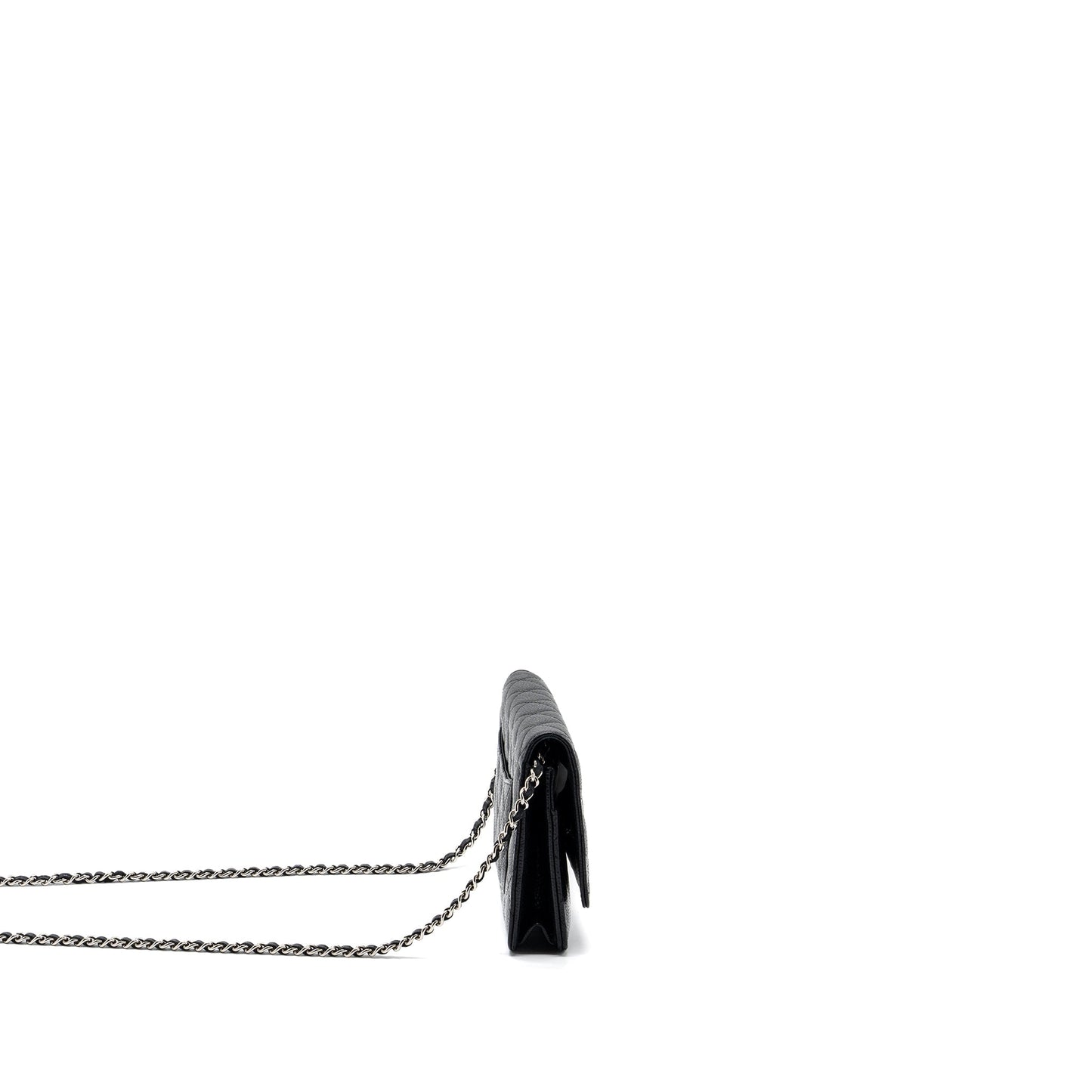 Chanel classic wallet on chain caviar black