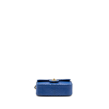 Chanel Mini Rectangular Flap Bag Python Blue