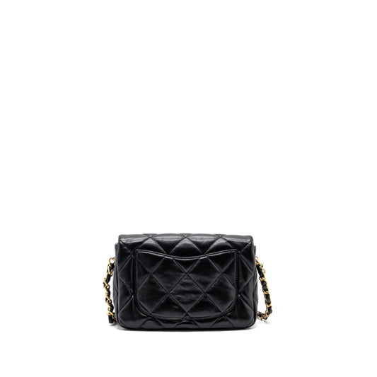 Chanel 23s Coco Love Flap Bag Lambskin Black Brushed (Microchip)
