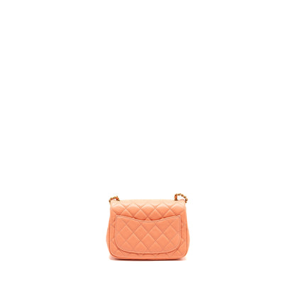 Chanel Pearl Crush Mini Square Lambskin Coral  (Microchip)