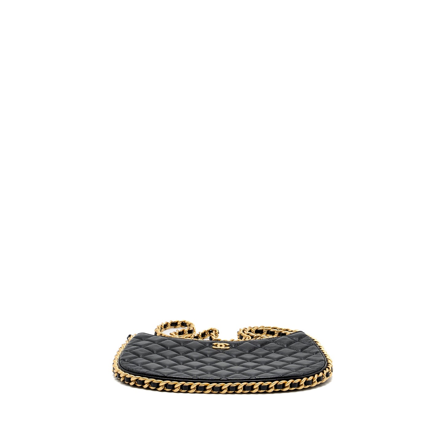 Chanel moon hobo shoulder / crossbody bag goatskin black brushed  (microchip)