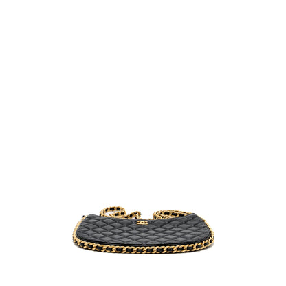 Chanel moon hobo shoulder / crossbody bag goatskin black brushed  (microchip)