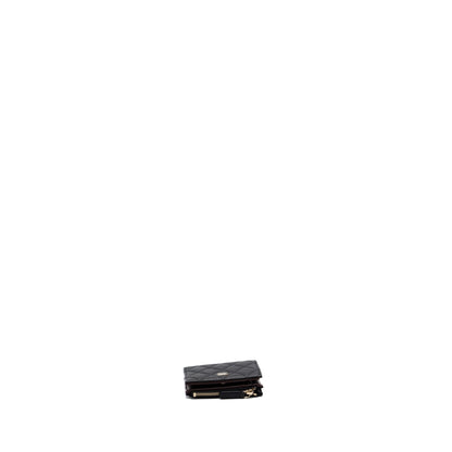 Chanel quilted fold wallet caviar black L (microchip)