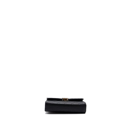 Chanel top handle mini flap bag with chain caviar black L (microchip)