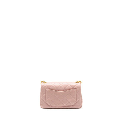 Chanel 22b Flap Bag with Gem Chain Lambskin Dust Pink  (microchip)