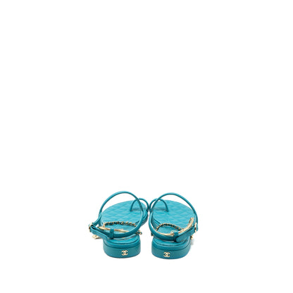 Chanel Size 38 Sandals Leather Green L