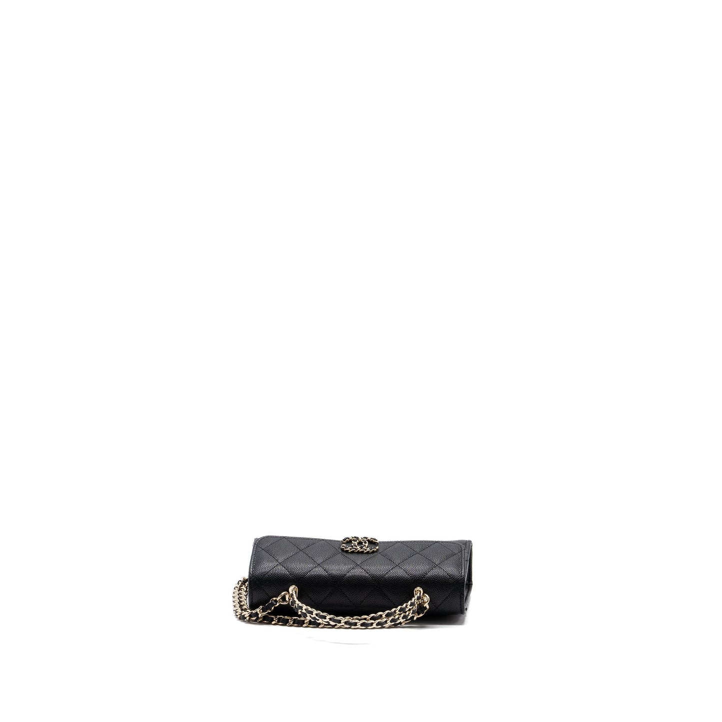 Chanel top handle mini flap bag with chain caviar black L (microchip)