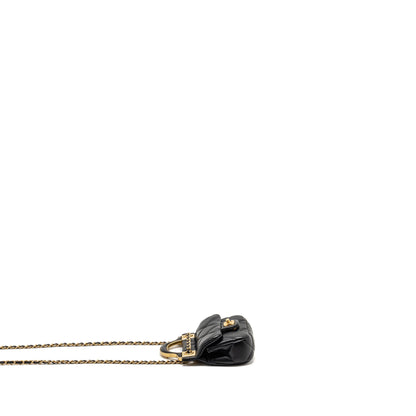 Chanel 21A top handle mini flap card holder with chain lambskin black