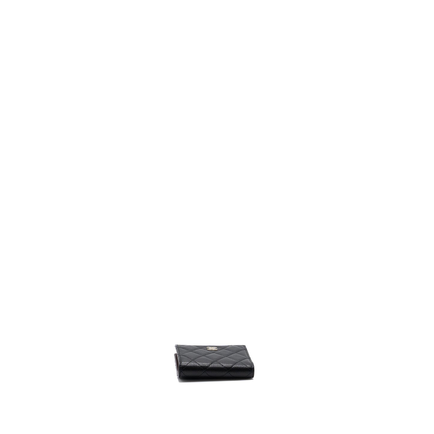 Chanel quilted fold wallet caviar black L (microchip)