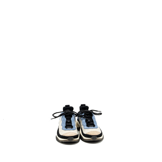 Chanel size 37 sneaker suede/calfskin light beige/blue multicolour