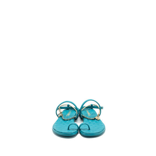 Chanel Size 38 Sandals Leather Green L