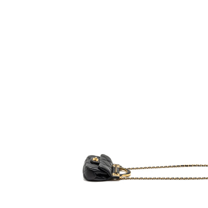 Chanel 21A top handle mini flap card holder with chain lambskin black