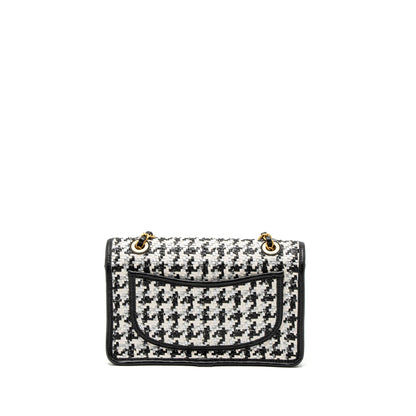 Chanel 23C Houndstooth Weaving Flap Bag Tweed/Lambskin Black/White Brushed  (Microchip)