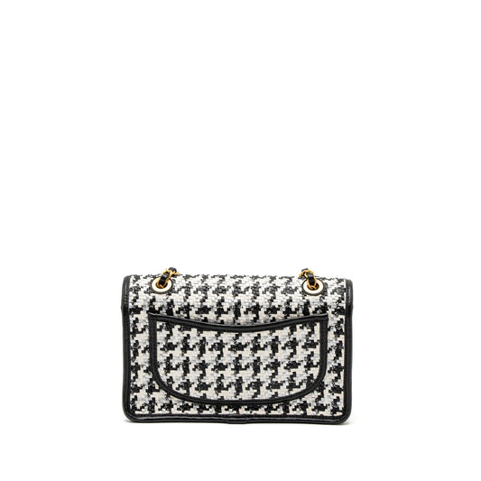 Chanel 23C Houndstooth Weaving Flap Bag Tweed/Lambskin Black/White Brushed  (Microchip)