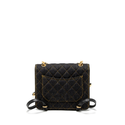 Chanel 23S Flap Backpack Denim Dark Blue Brushed  (Microchip)