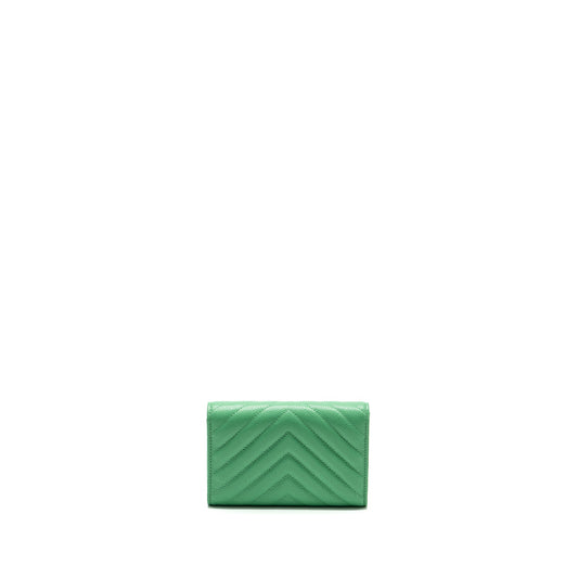 Chanel Classic Flap Wallet Chevron Caviar Green