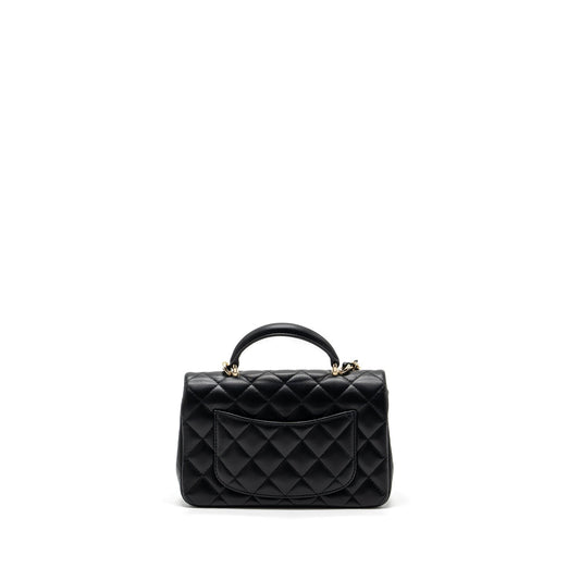 Chanel Top Handle Mini Rectangular Flap Bag lambskin Black L(Microchip)