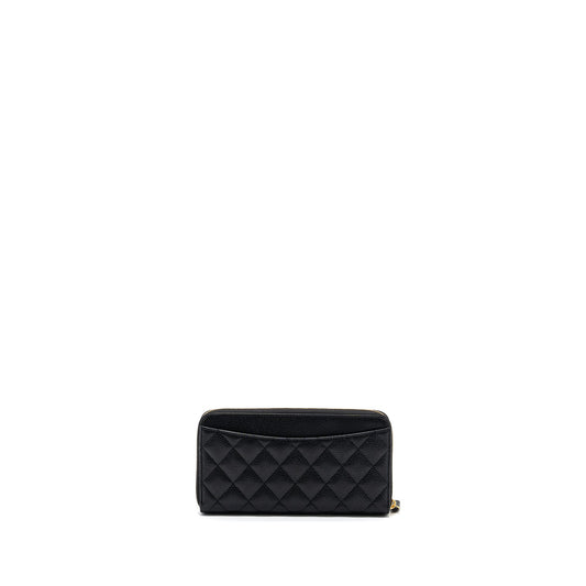 Chanel classic long zipped wallet caviar black  (microchip)