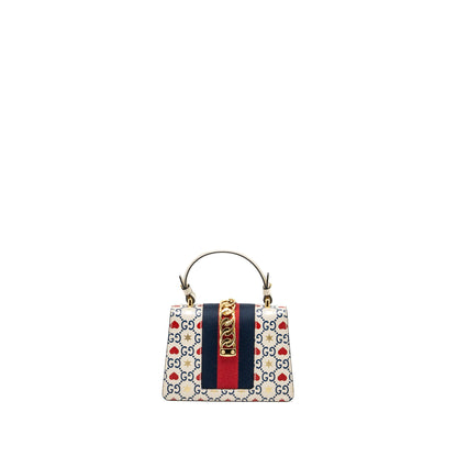 Gucci Mini top handle Sylvie tote bag with heart print limited white multicolor