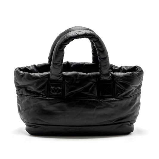 Chanel Puffy Down Down Tote Bag lambskin Black