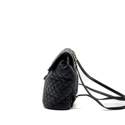 Chanel quilted flap backpack lambskin black