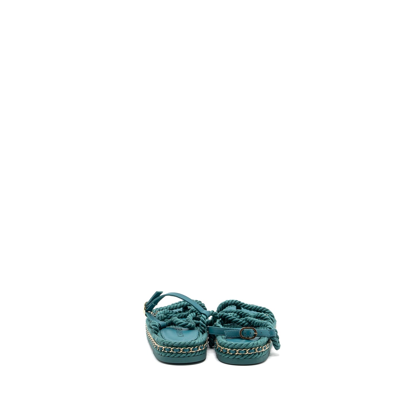 Chanel Size 38 21c Sandals Cord Green L